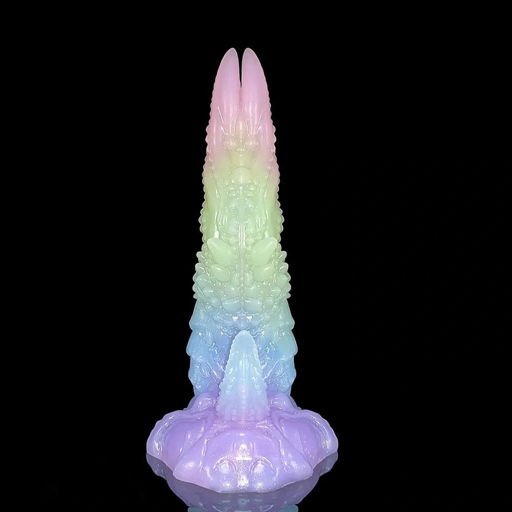 Multicolor textured silicone fantasy dildo, photo 8
