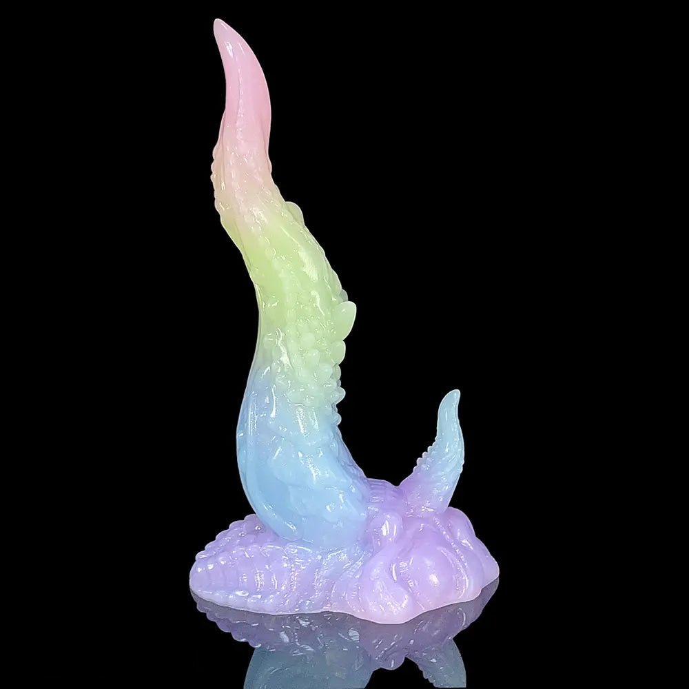 Multicolor textured silicone fantasy dildo, photo 9