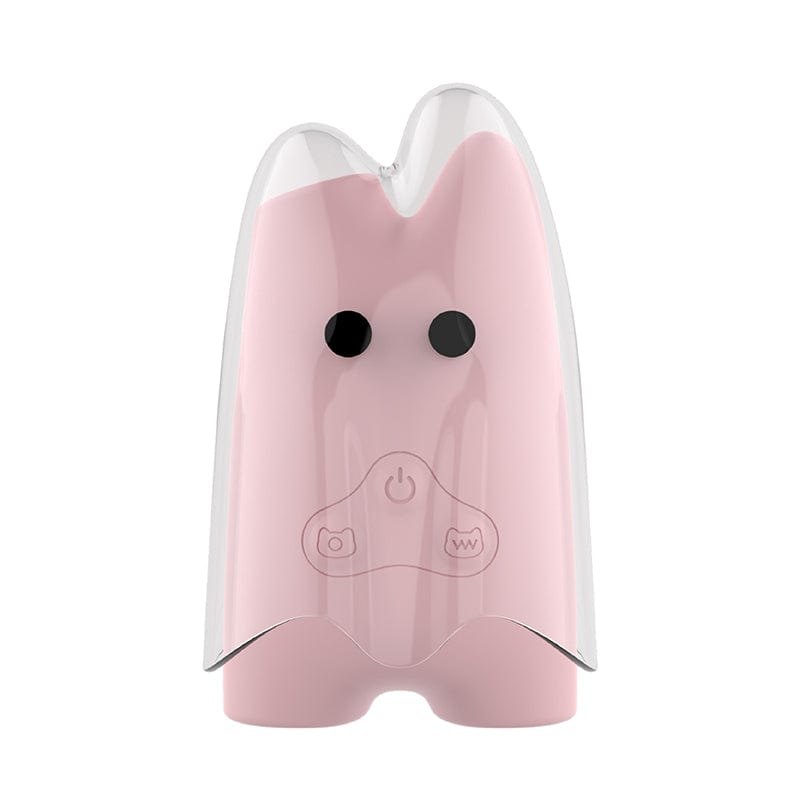 Pink ghost shaped dual motor suction vibrator