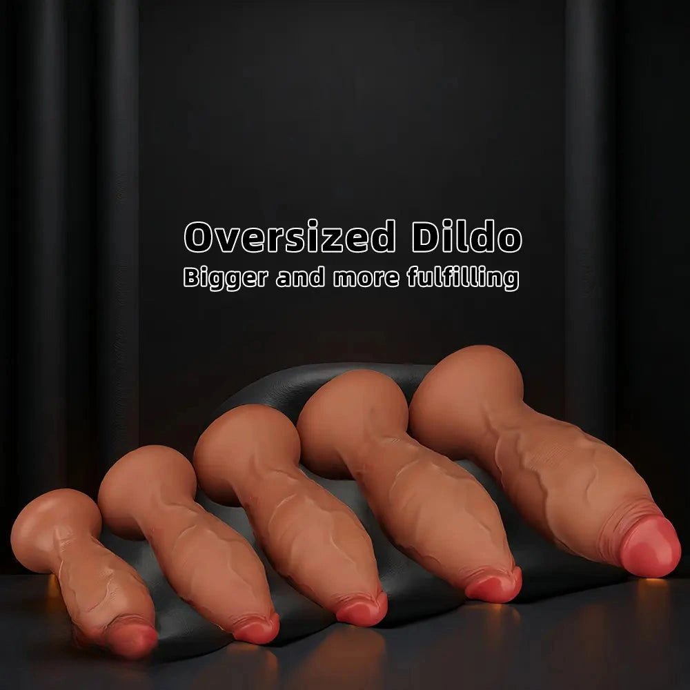 Brown silicone large thick dildo, photo 3