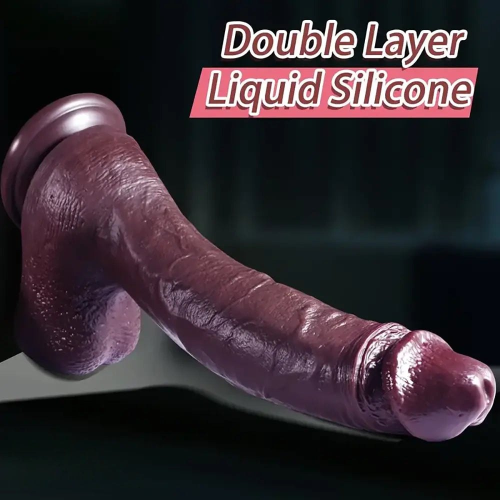 Coffee brown silicone big dildo, photo 4