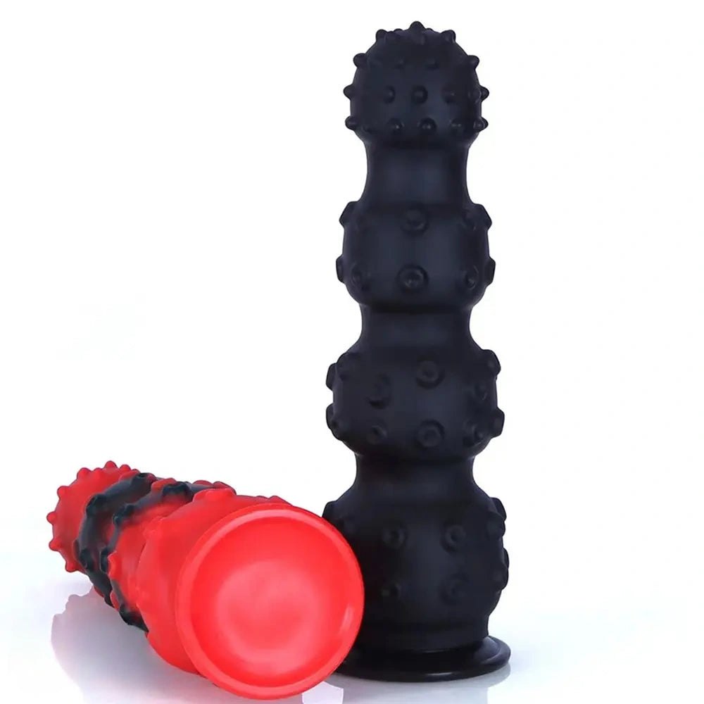 Giant knobby beaded silicone butt plug with suction cup base, photo 1