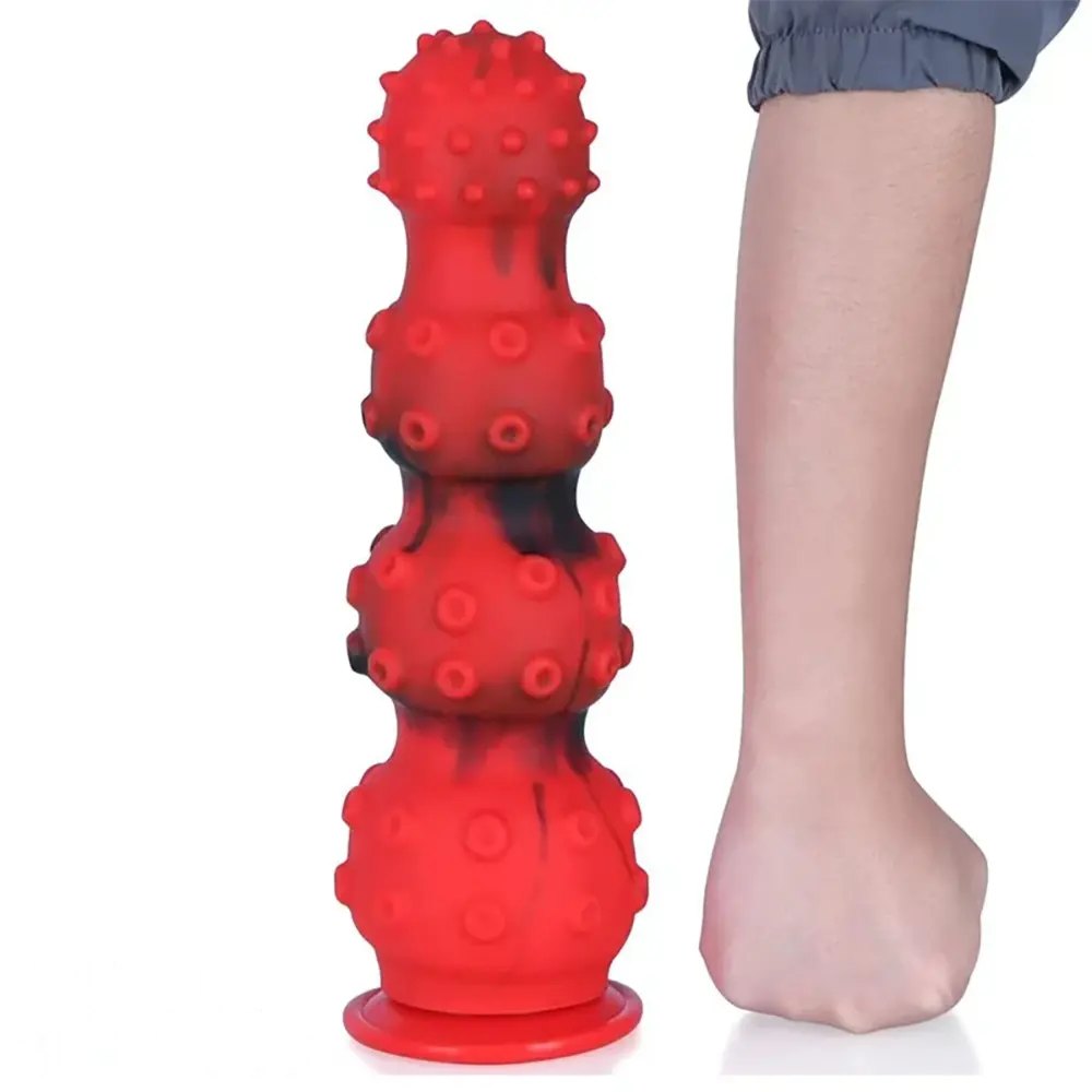 Giant knobby beaded silicone butt plug with suction cup base, photo 2