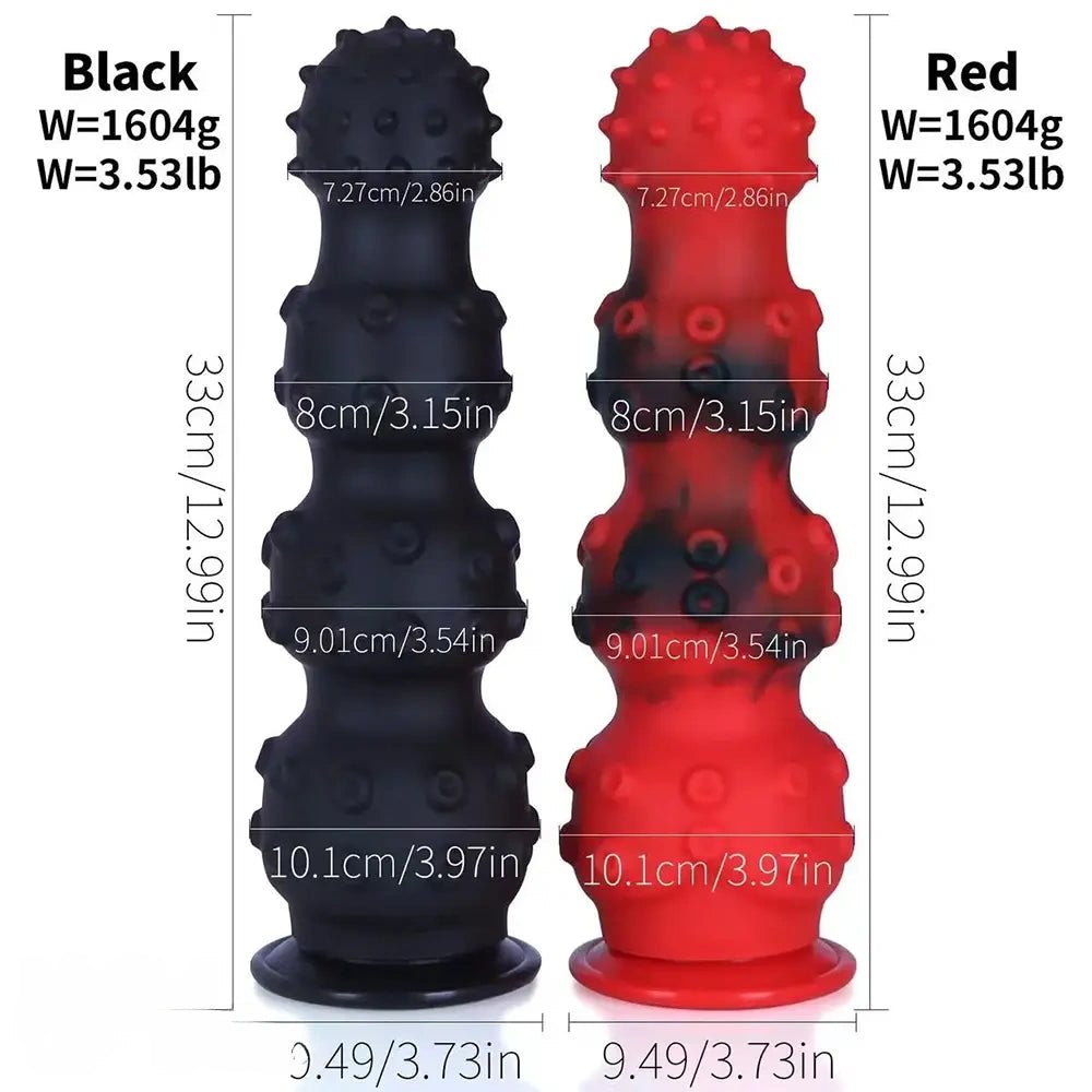 Giant knobby beaded silicone butt plug with suction cup base, photo 3