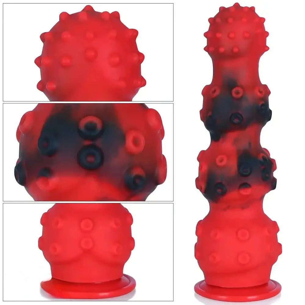 Giant knobby beaded silicone butt plug with suction cup base, photo 4