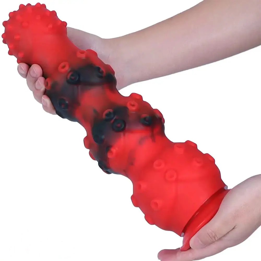 Giant knobby beaded silicone butt plug with suction cup base, photo 7