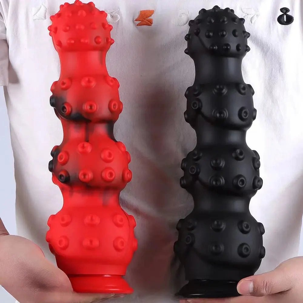 Giant knobby beaded silicone butt plug with suction cup base, photo 8