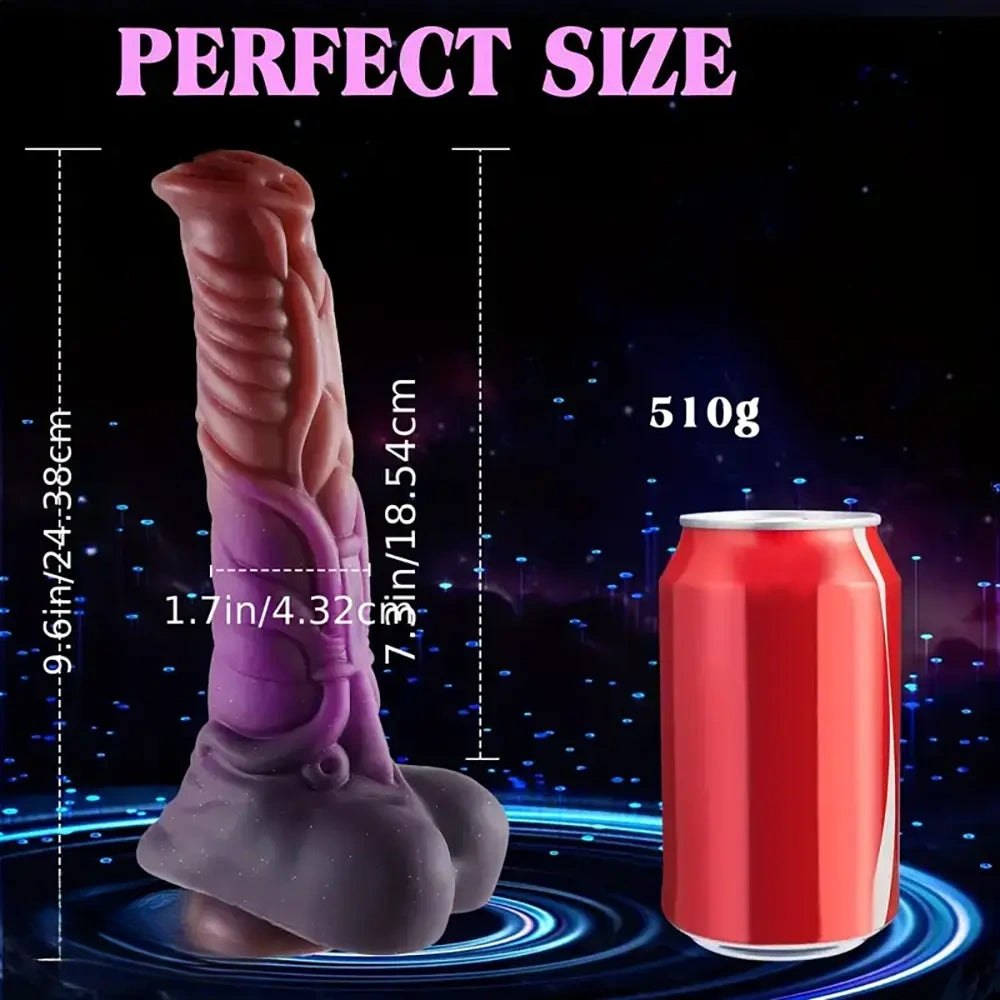 Mixed color ridged silicone fantasy dildo, photo 5