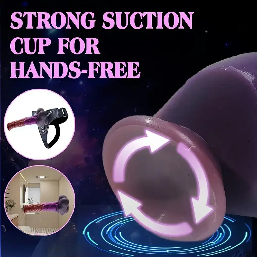 Mixed color ridged silicone fantasy dildo, photo 7