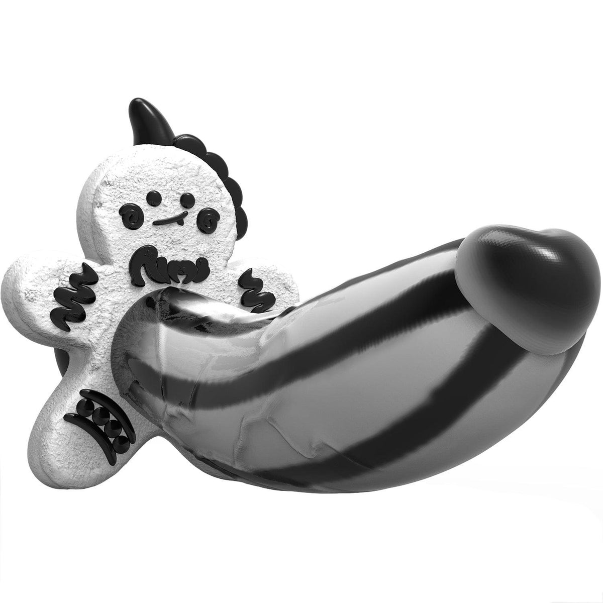 Black and white gingerbread man novelty silicone dildo