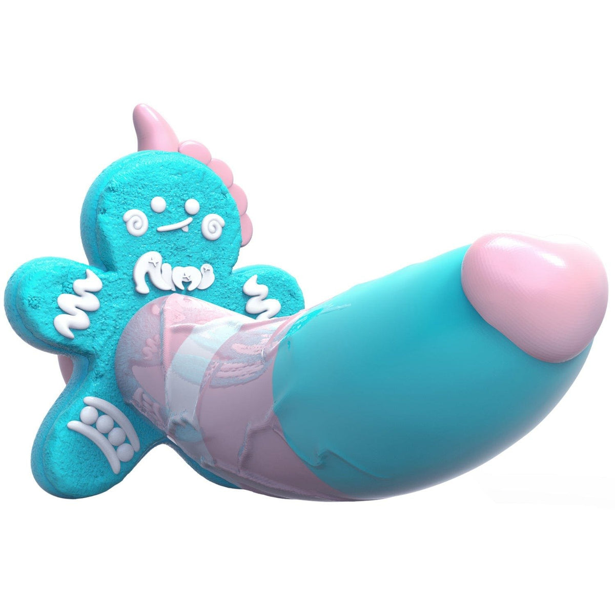 Blue gingerbread man novelty silicone dildo