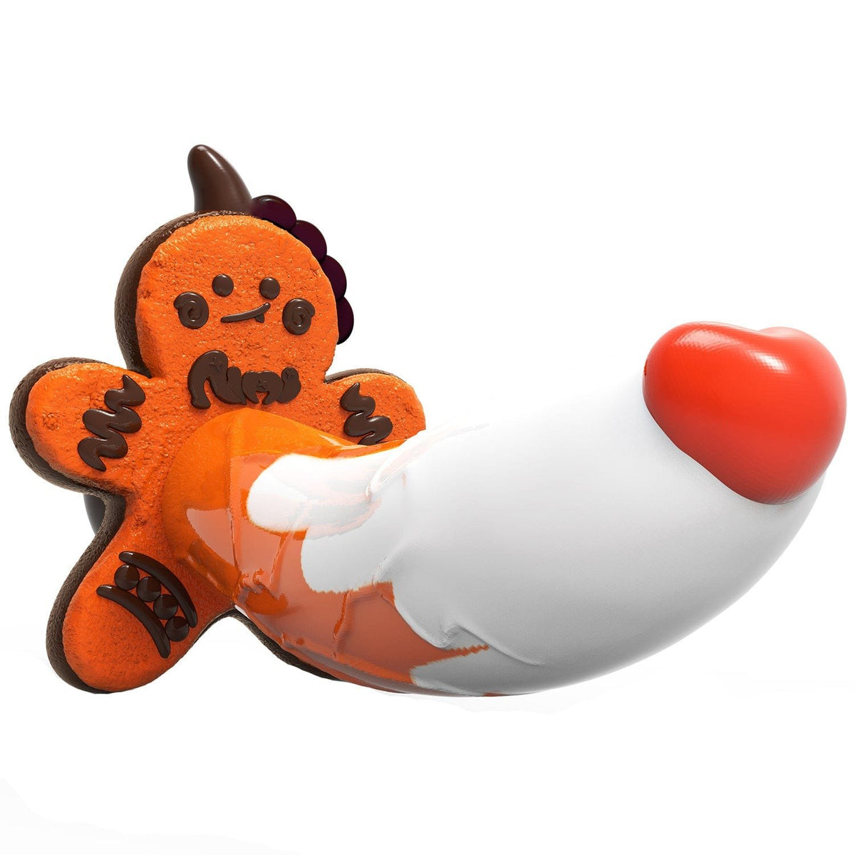 Orange gingerbread man novelty silicone dildo