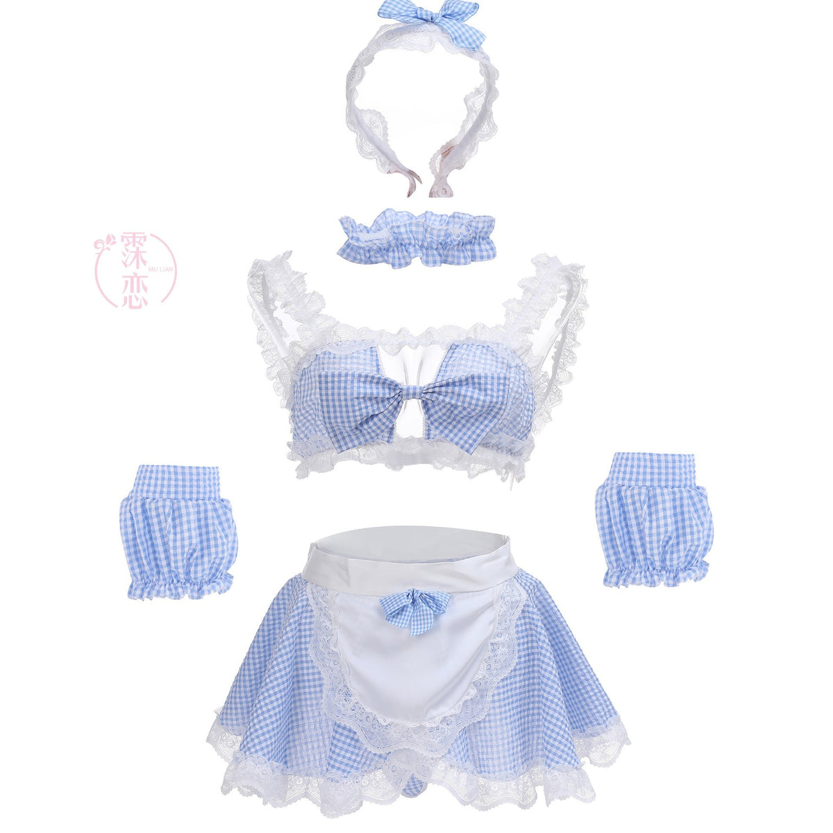 Gingham lace ruffle maid roleplay costume, photo 8