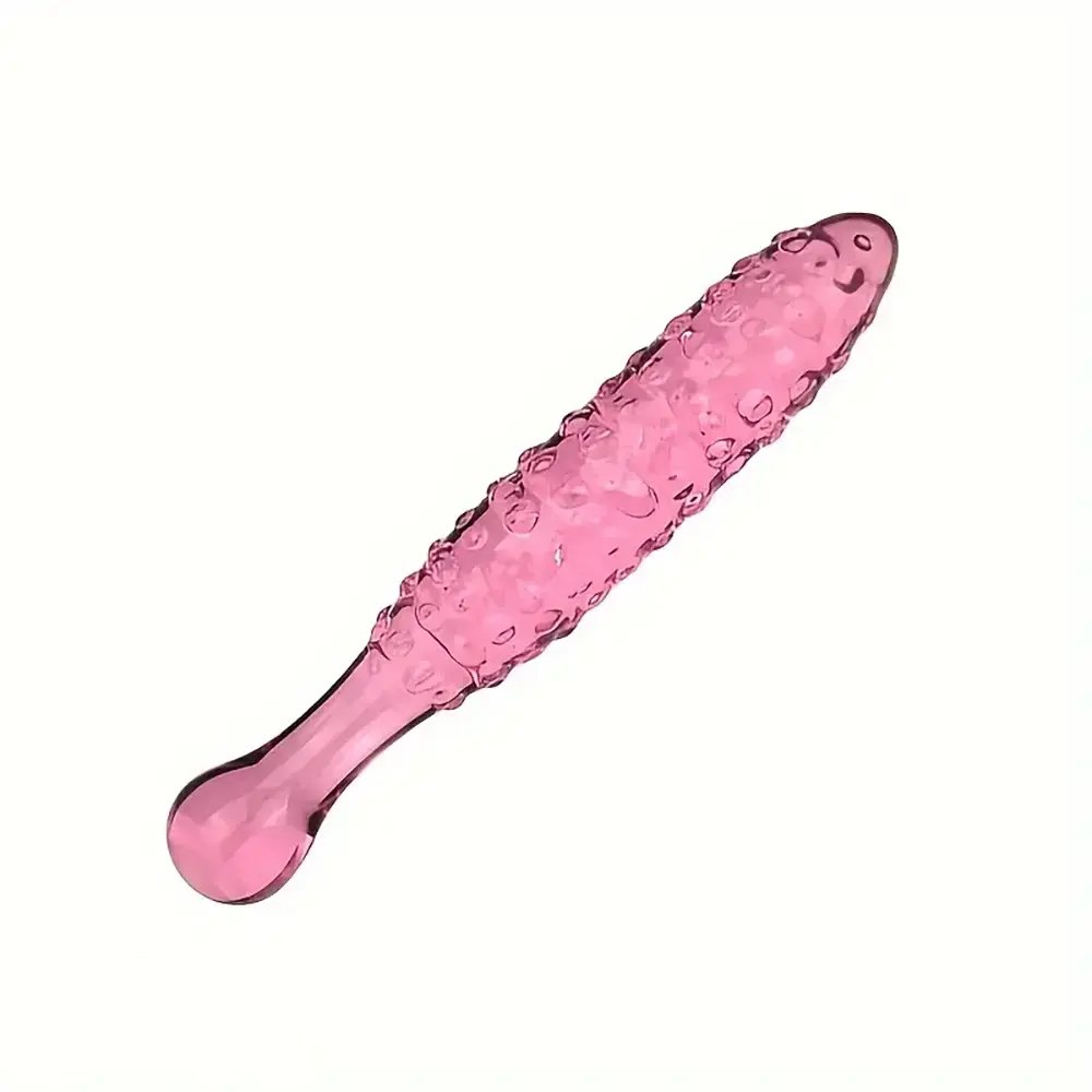Pink textured glass dildo set, photo 2