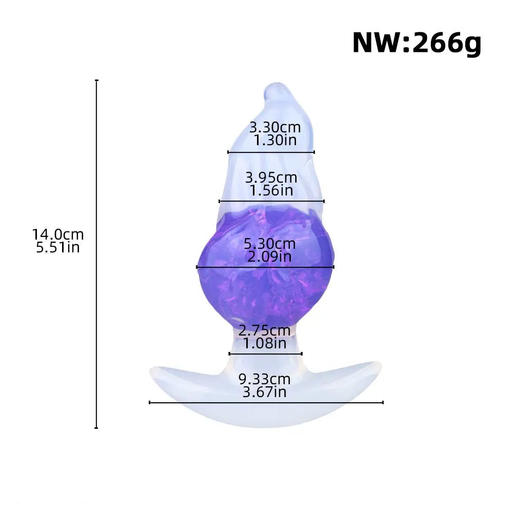 Purple Glitter ball silicone anal plug