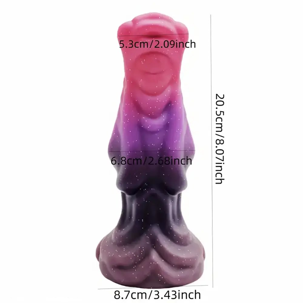 Pink purple black glitter ombre fantasy dildo, photo 3