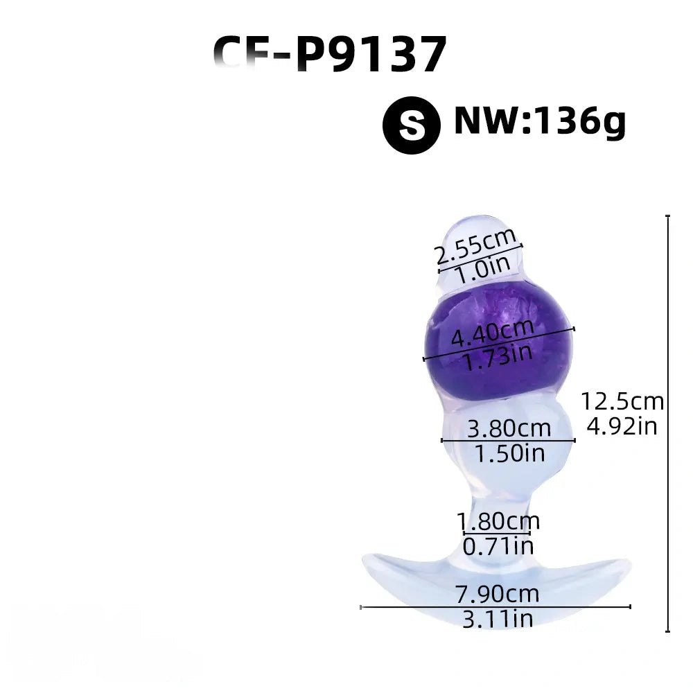 Purple glitter silicone butt plug