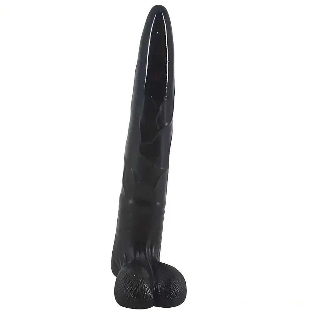 Glossy PVC realistic dildo with tapered head, photo 1