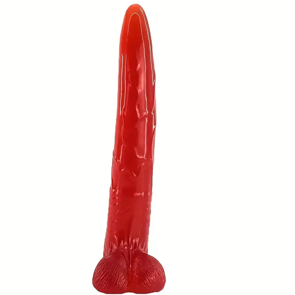 Glossy PVC realistic dildo with tapered head, photo 2