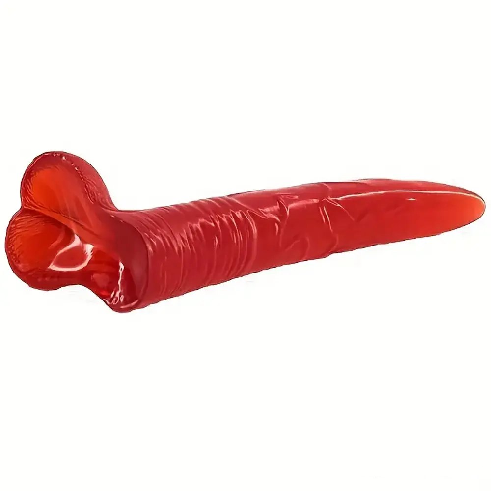Glossy PVC realistic dildo with tapered head, photo 4