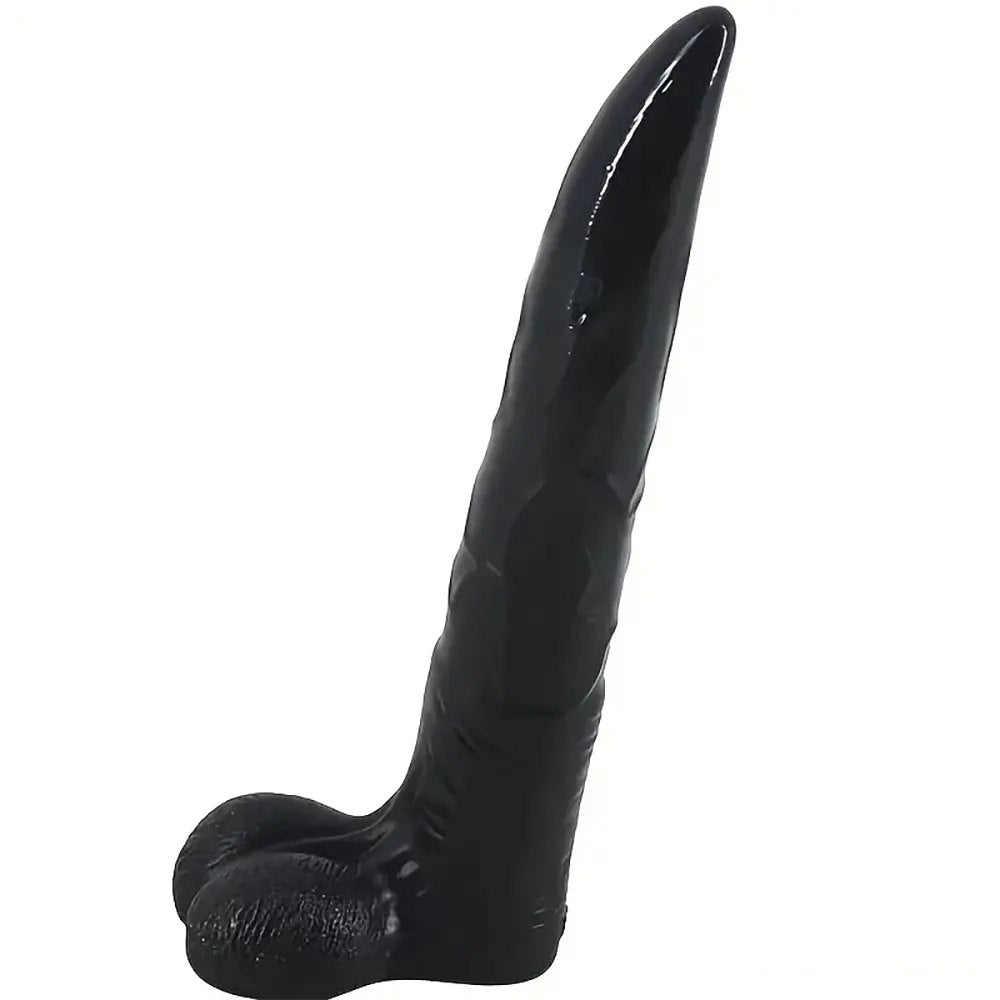Glossy PVC realistic dildo with tapered head, photo 9