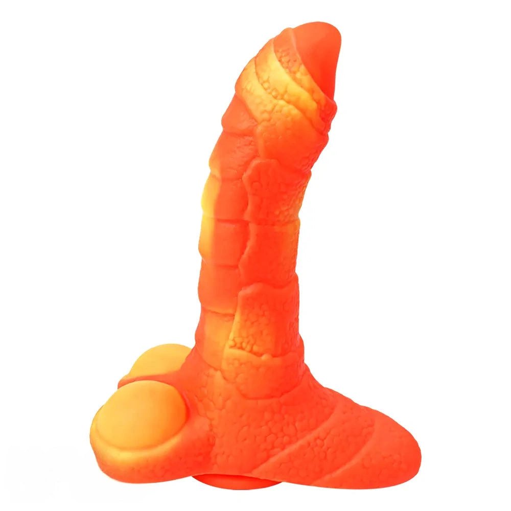non-luminous B dragon-style luminous fantasy dildo with scaled texture