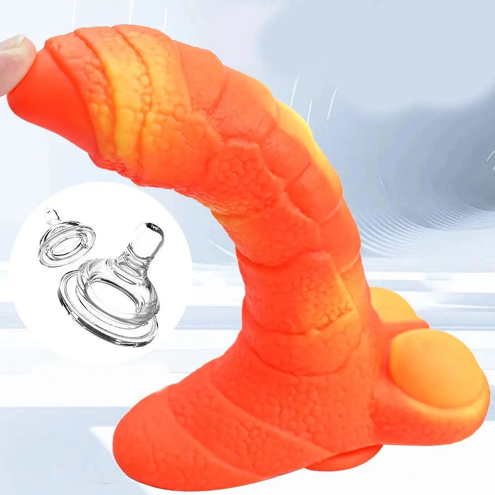 Dragon-style luminous fantasy dildo with scaled texture, photo 10
