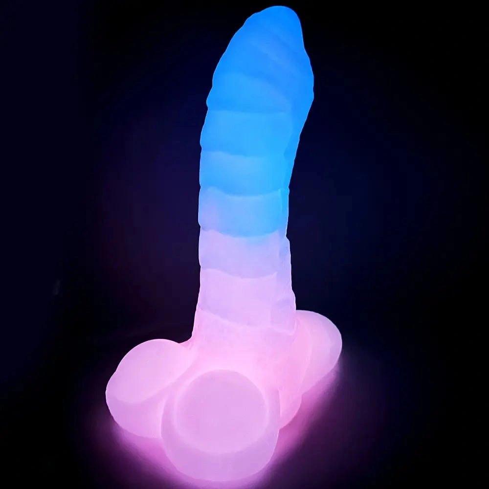 Dragon-style luminous fantasy dildo with scaled texture, photo 15