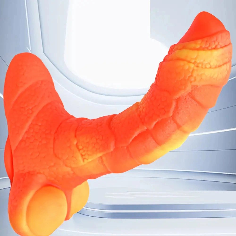 Dragon-style luminous fantasy dildo with scaled texture, photo 2