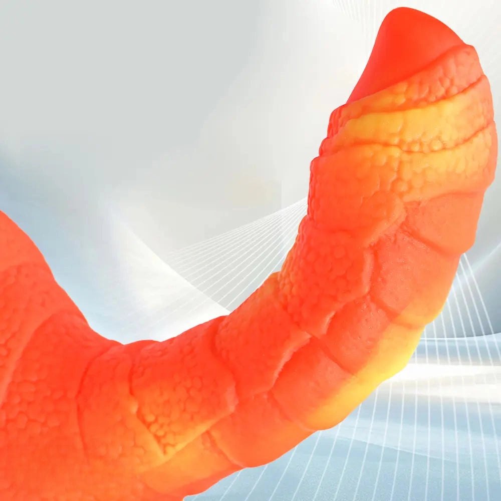 Dragon-style luminous fantasy dildo with scaled texture, photo 4