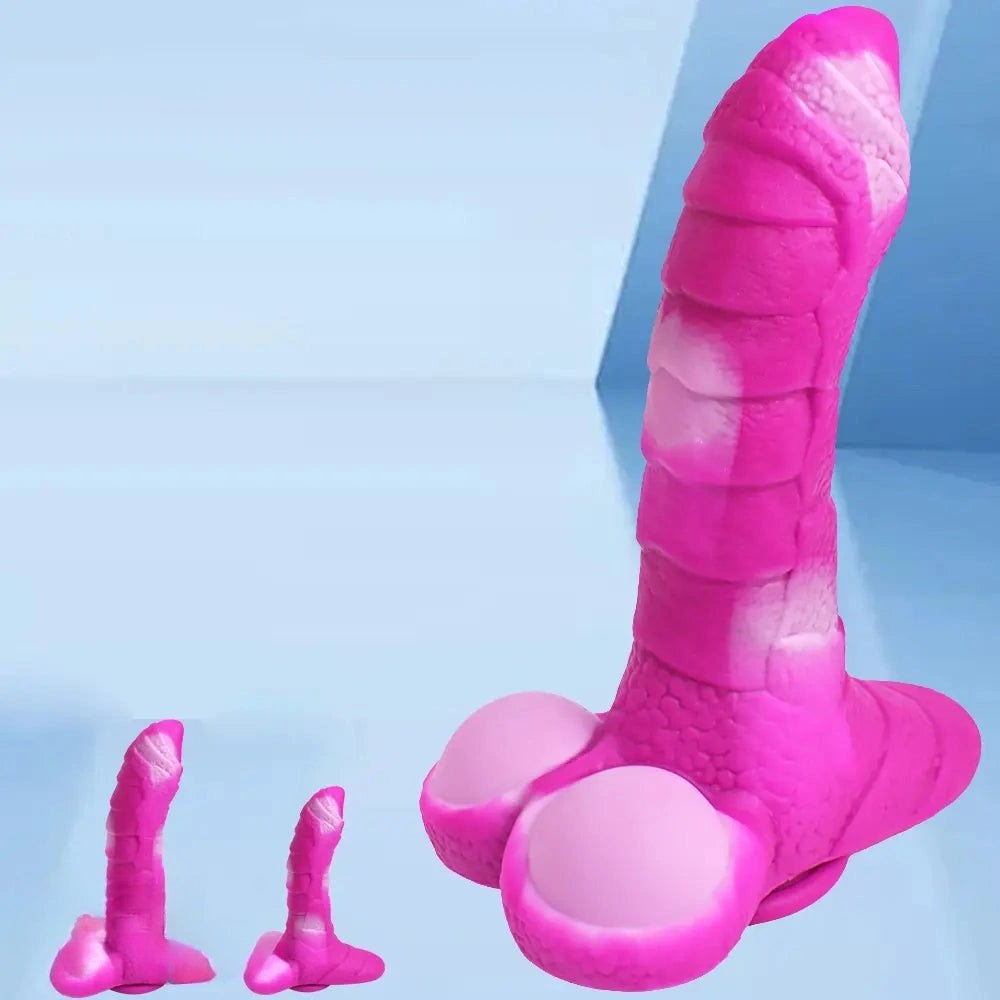 Dragon-style luminous fantasy dildo with scaled texture, photo 5