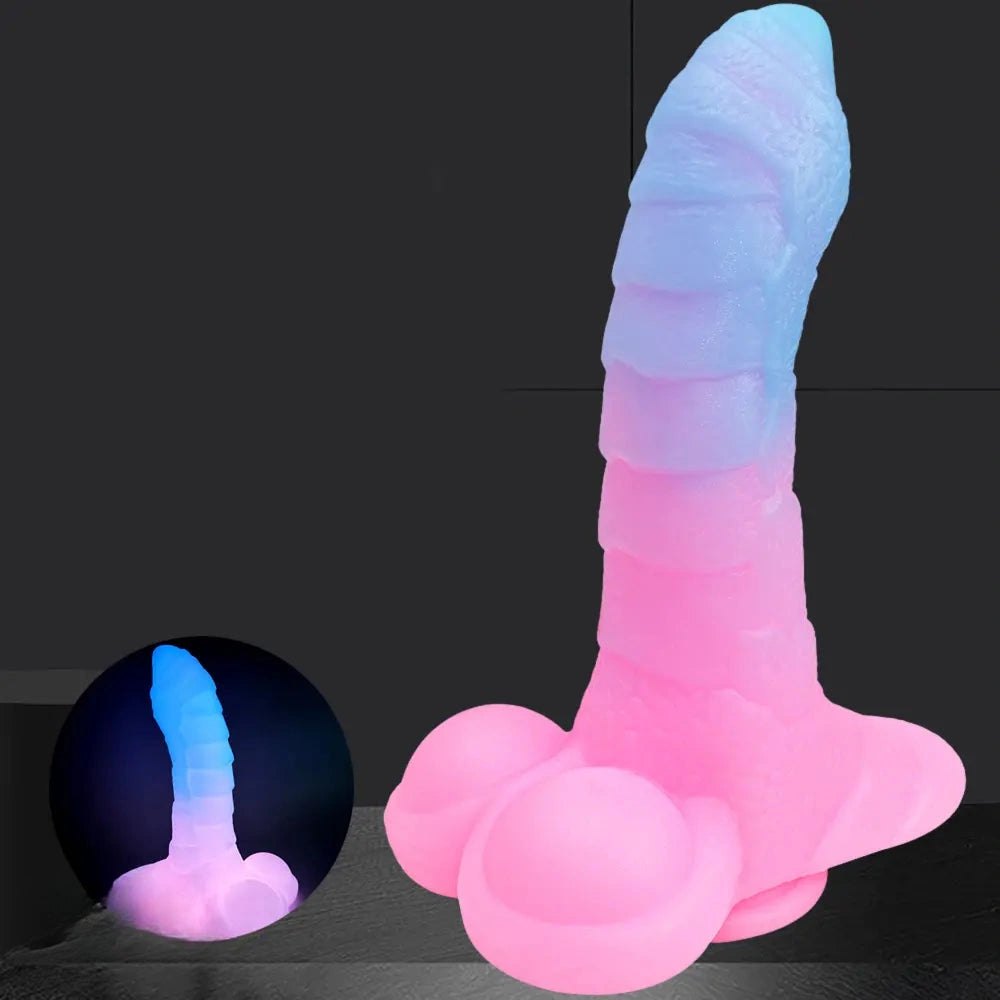 Dragon-style luminous fantasy dildo with scaled texture, photo 6