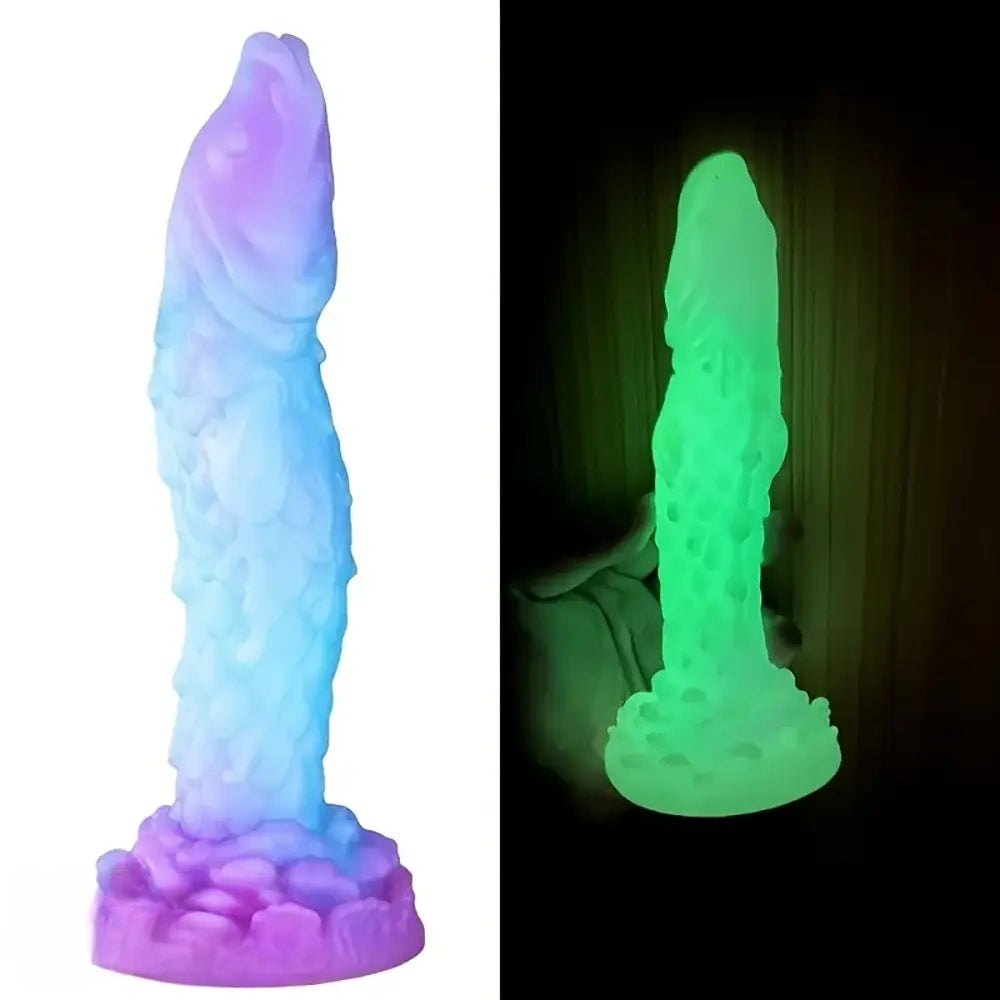 Glowing gradient silicone fantasy dildo, photo 4