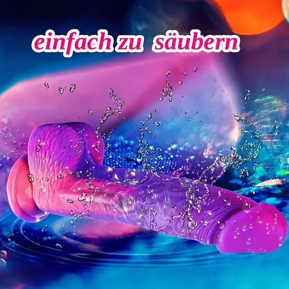 Purple pink gradient suction cup silicone dildo, photo 3