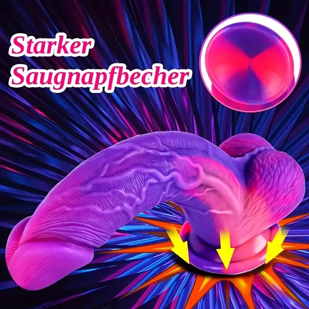 Purple pink gradient suction cup silicone dildo, photo 6