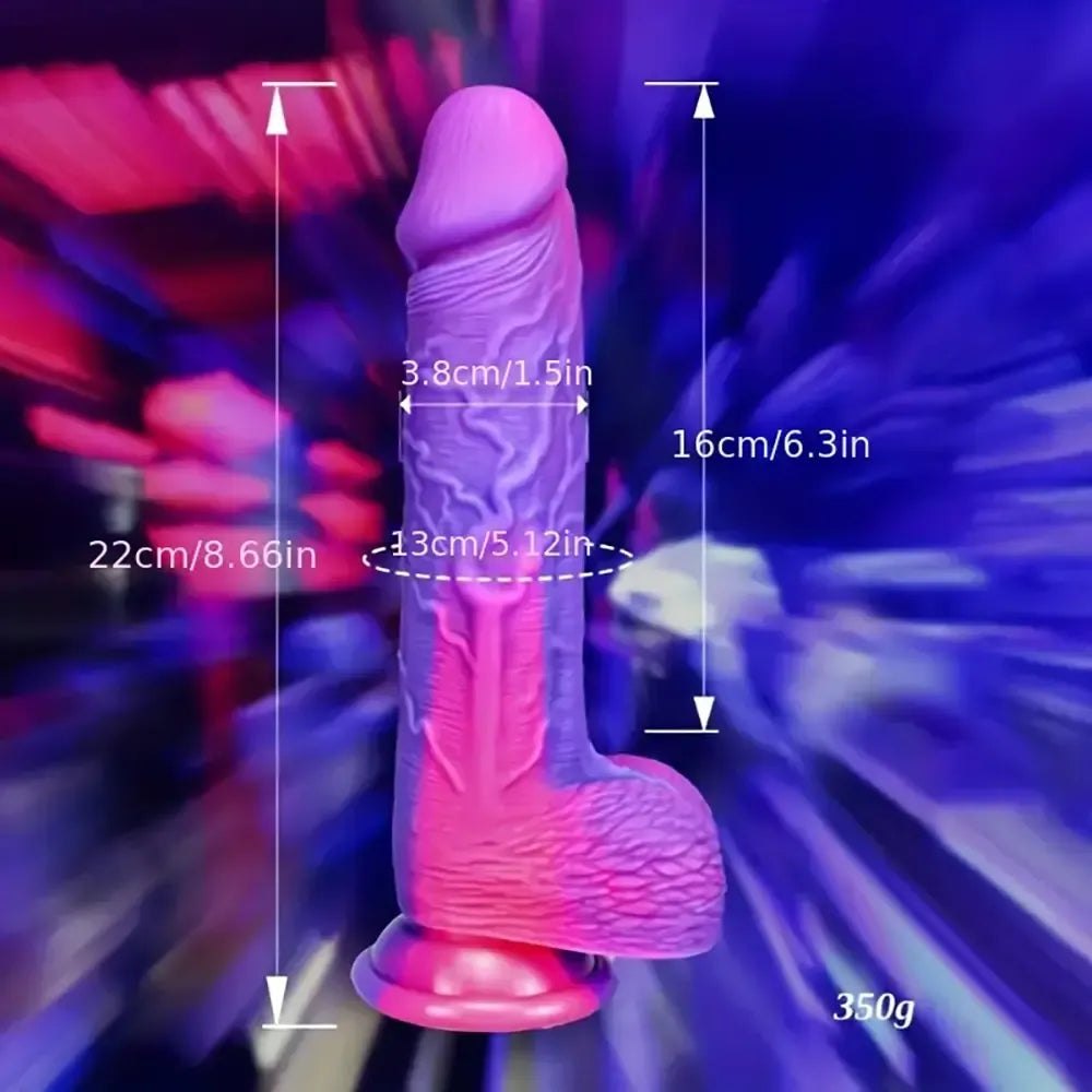 Purple pink gradient suction cup silicone dildo, photo 7