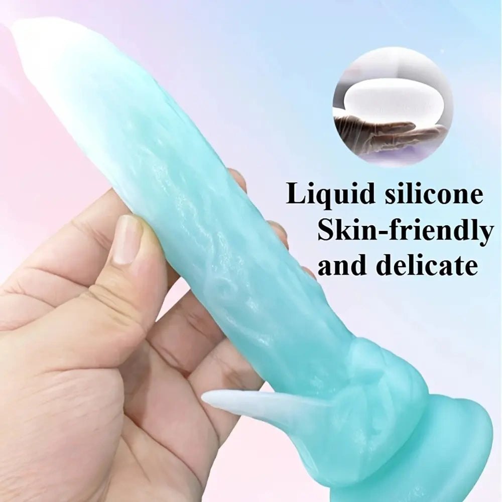 Purple glow in the dark silicone dildo, photo 1