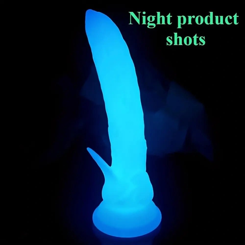 Purple glow in the dark silicone dildo, photo 4