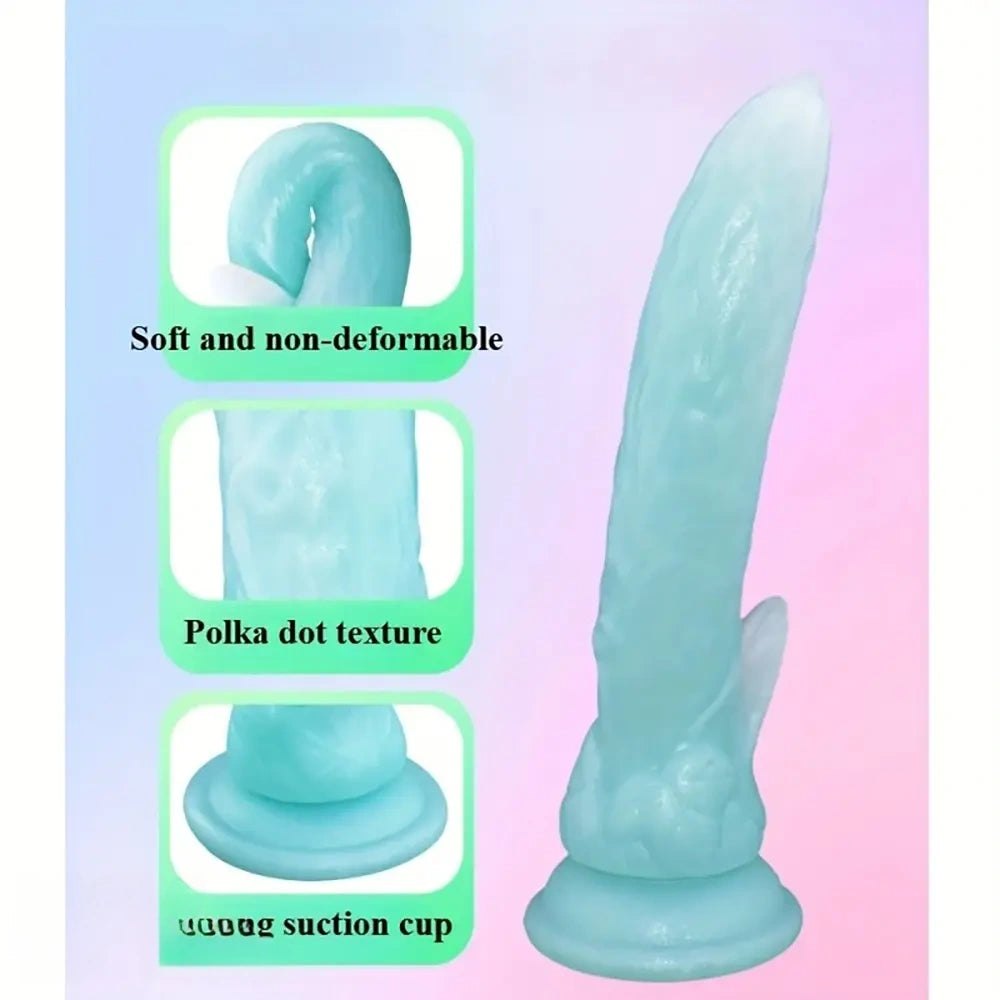 Purple glow in the dark silicone dildo, photo 5