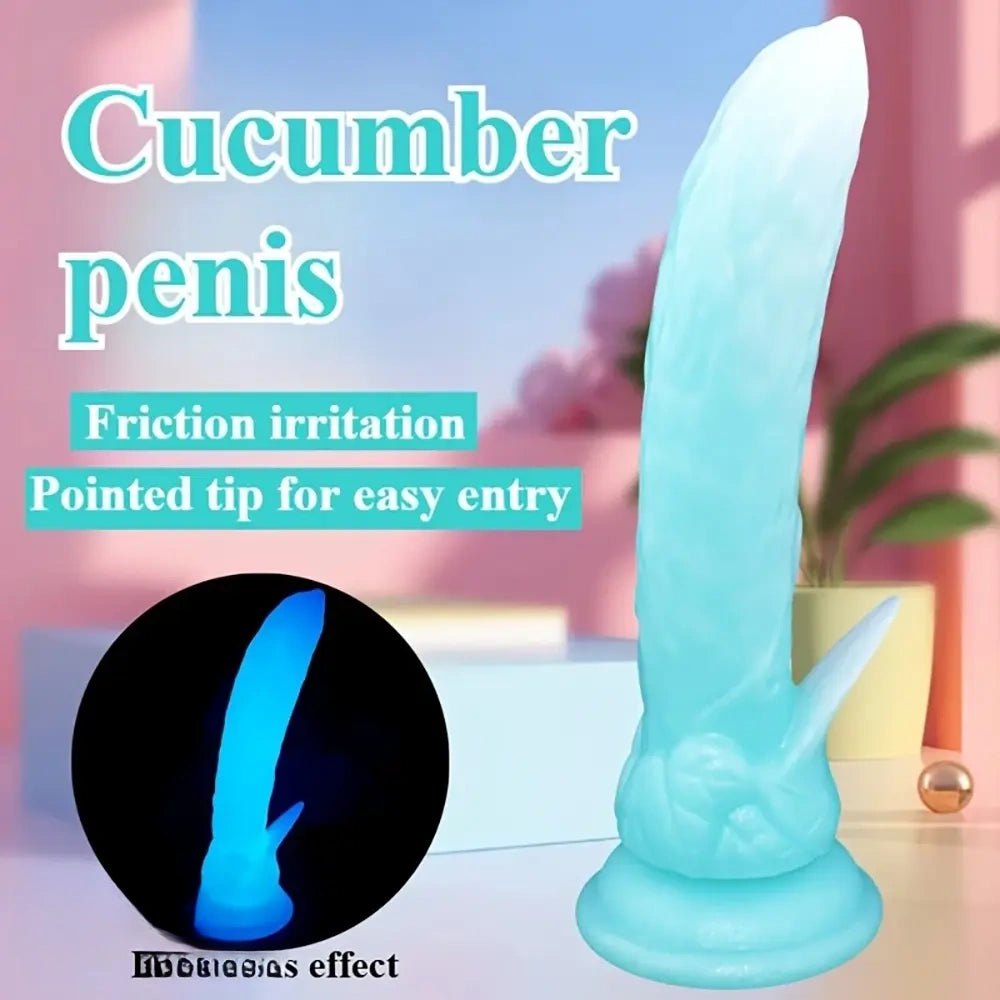 Purple glow in the dark silicone dildo, photo 8