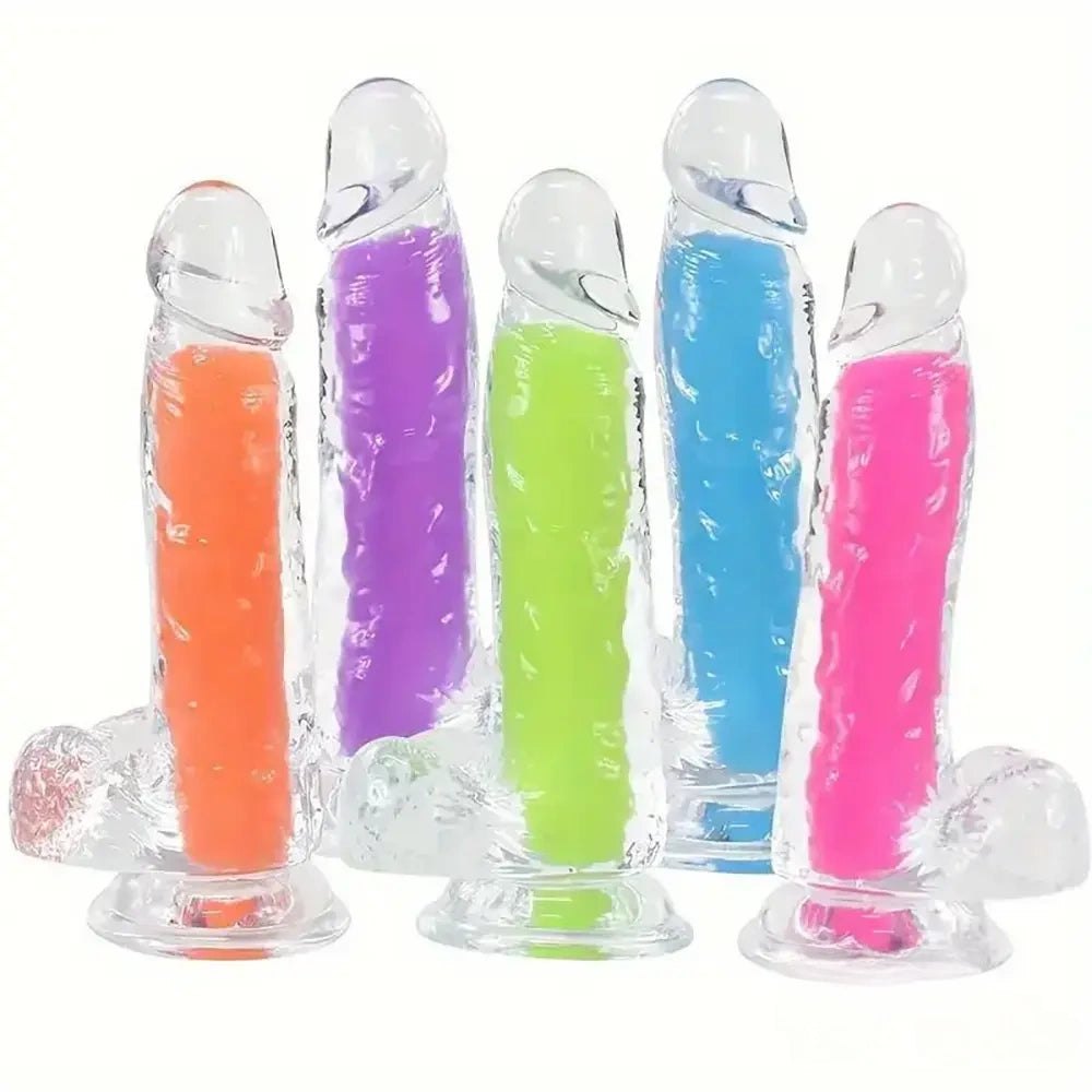 Glow in the dark clear jelly dildo, photo 1