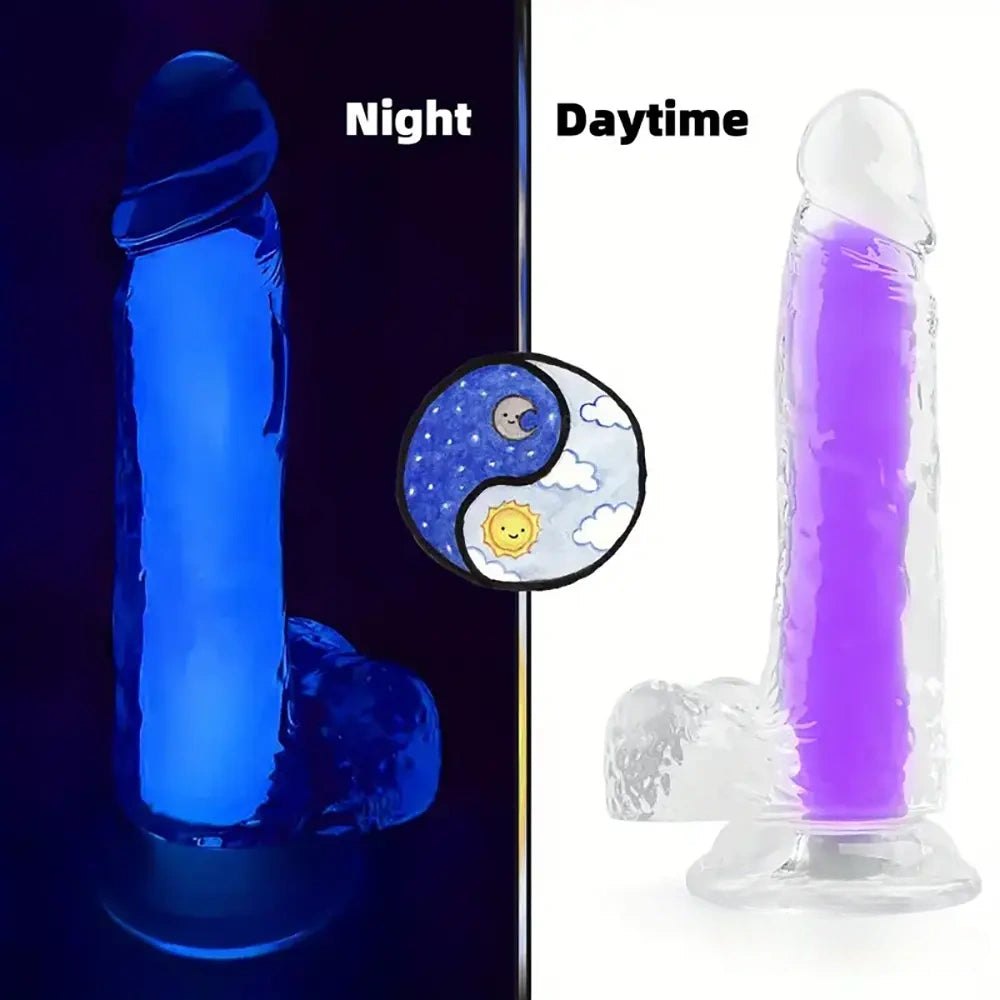 Glow in the dark clear jelly dildo, photo 2