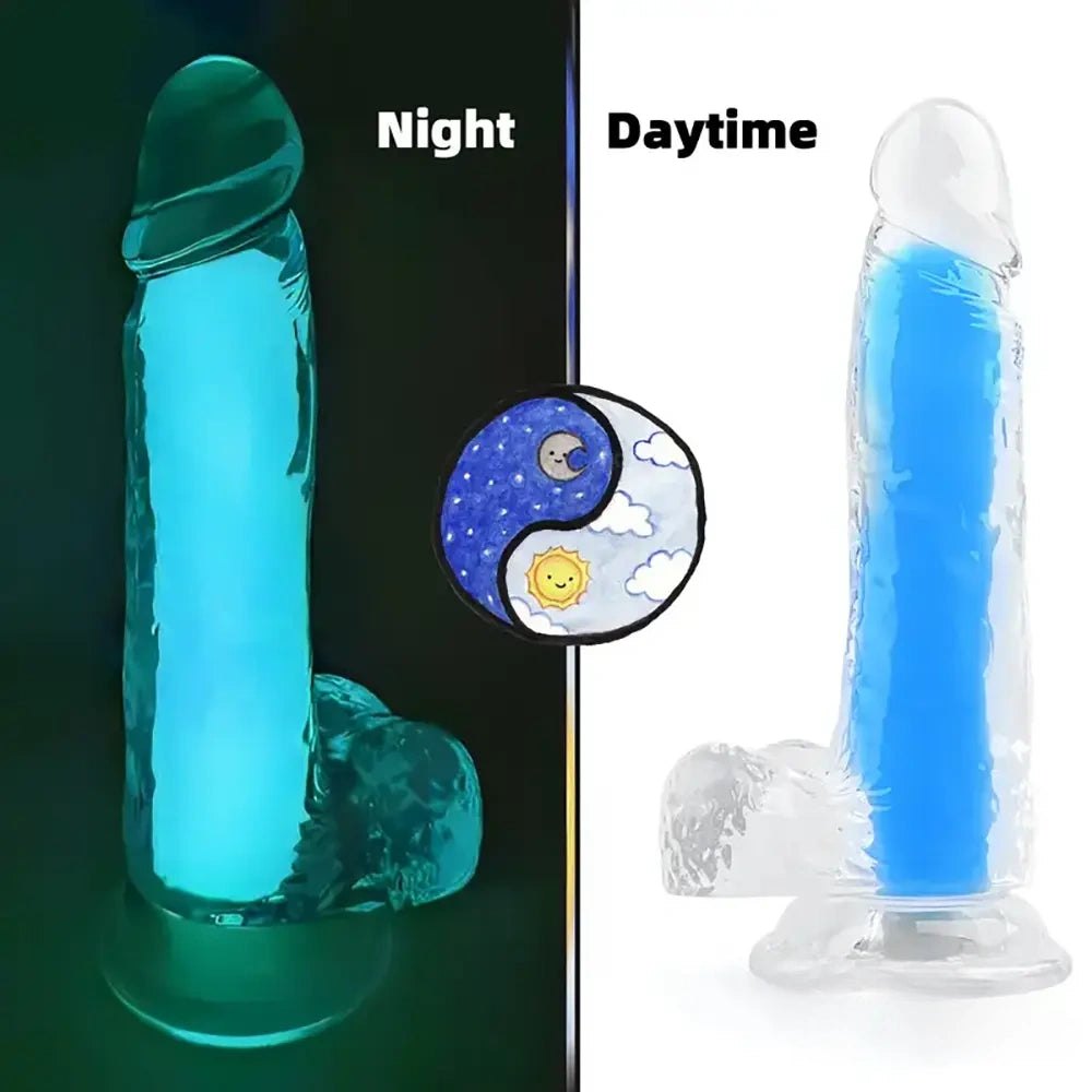 Glow in the dark clear jelly dildo, photo 4