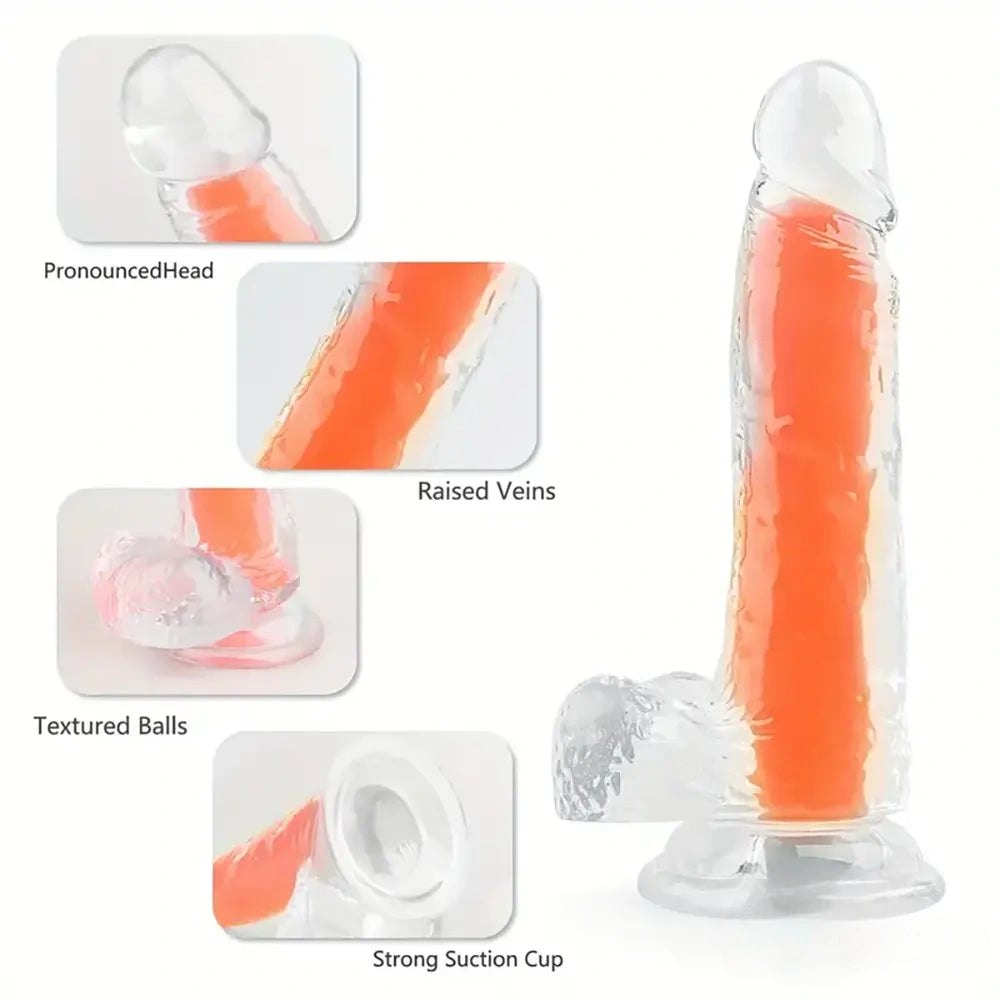 Glow in the dark clear jelly dildo, photo 7