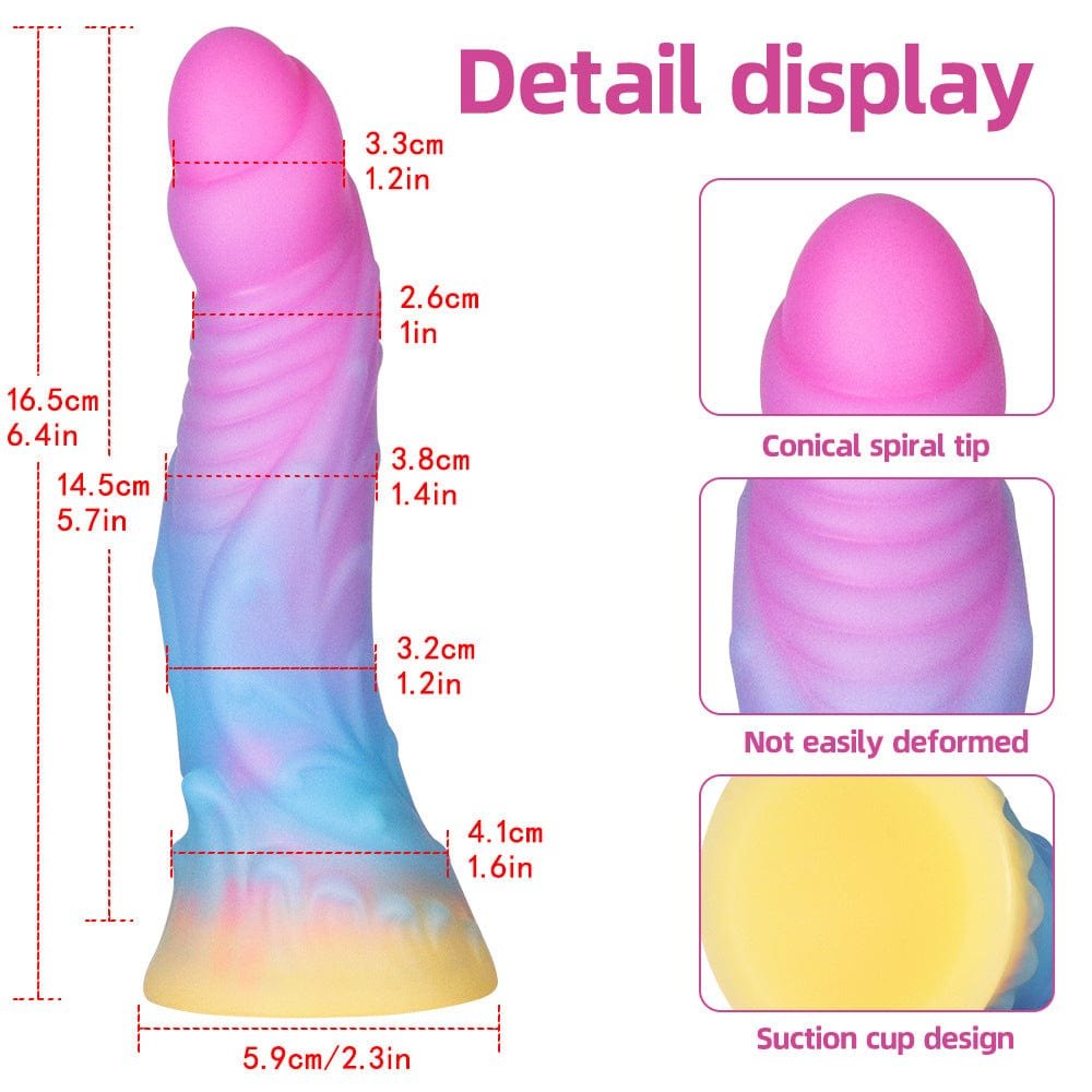 Pink and blue ombre glow-in-the-dark fantasy dildo, photo 5