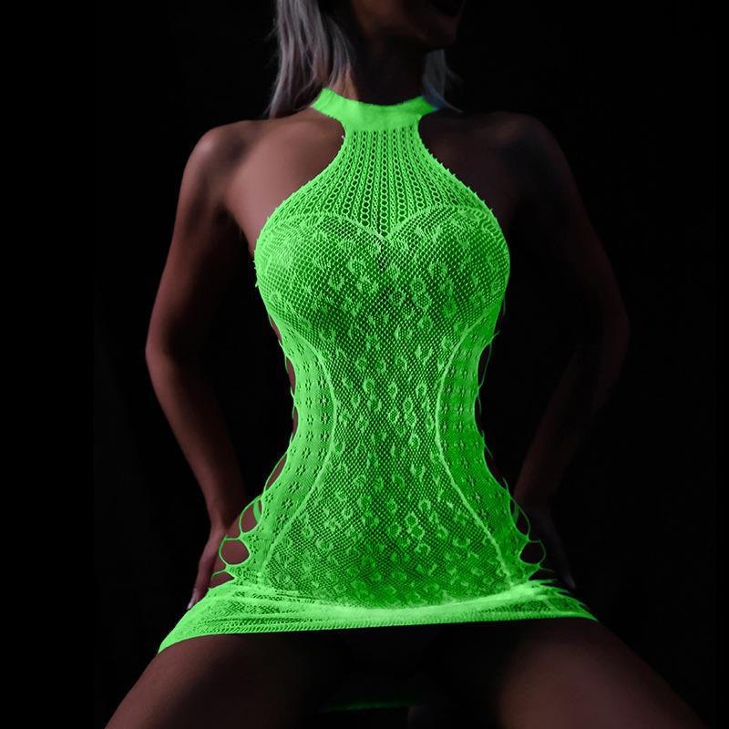 Glow in the dark mesh cutout bodystocking, photo 11