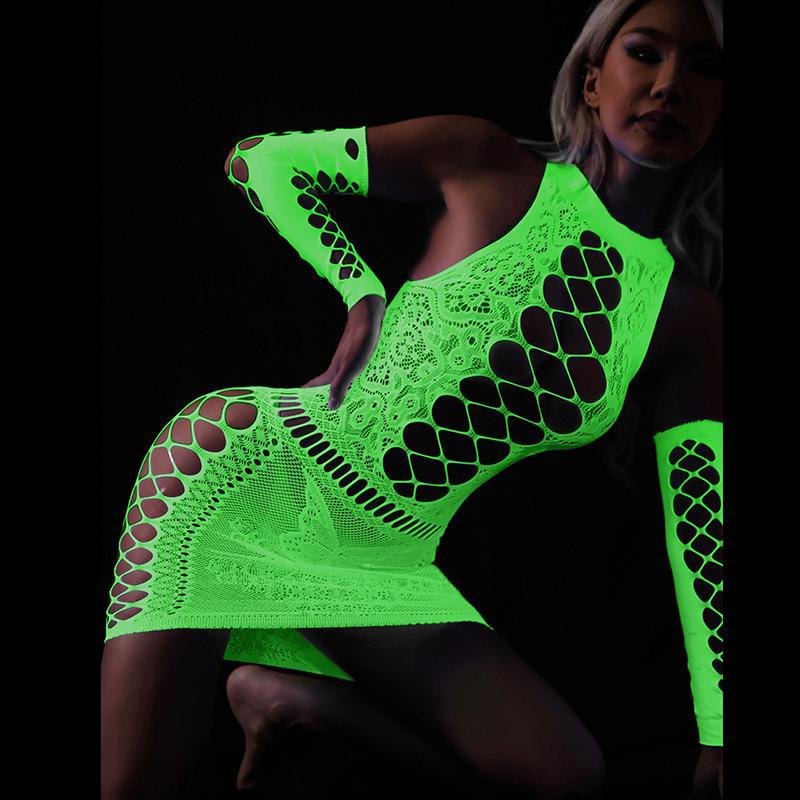 Glow in the dark mesh cutout bodystocking, photo 12