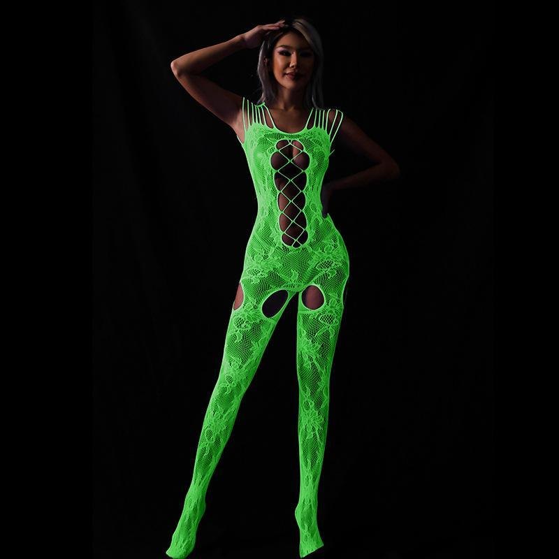 Glow in the dark mesh cutout bodystocking, photo 2