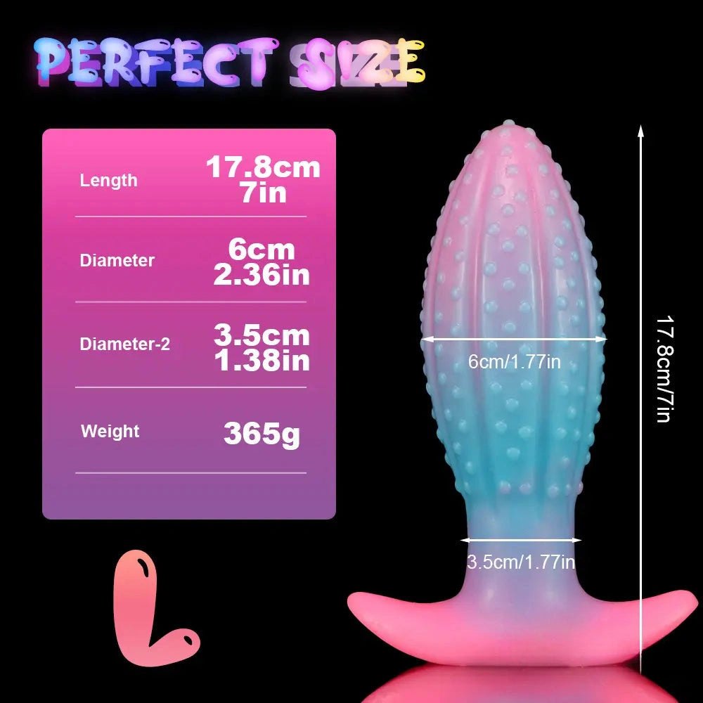 Glow in the dark colorful silicone anal plug, photo 2