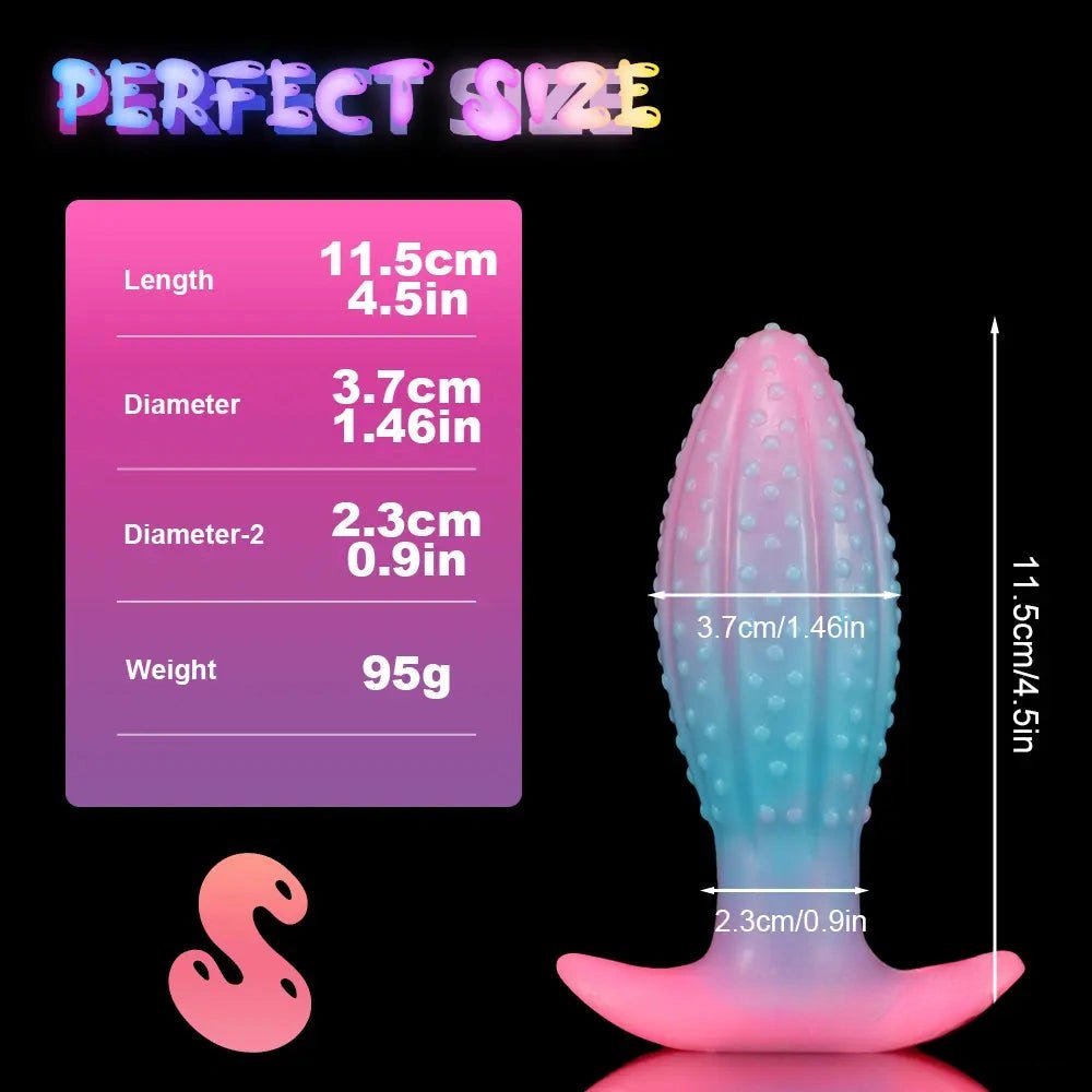 Glow in the dark colorful silicone anal plug, photo 4